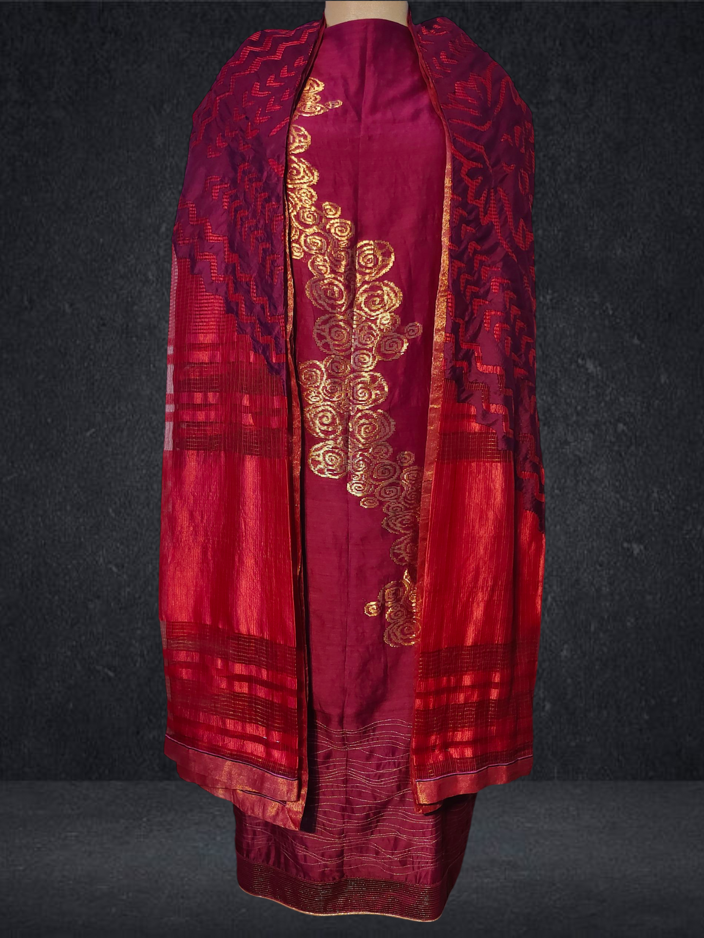 Semi Stitched Formal chanderi Suitset