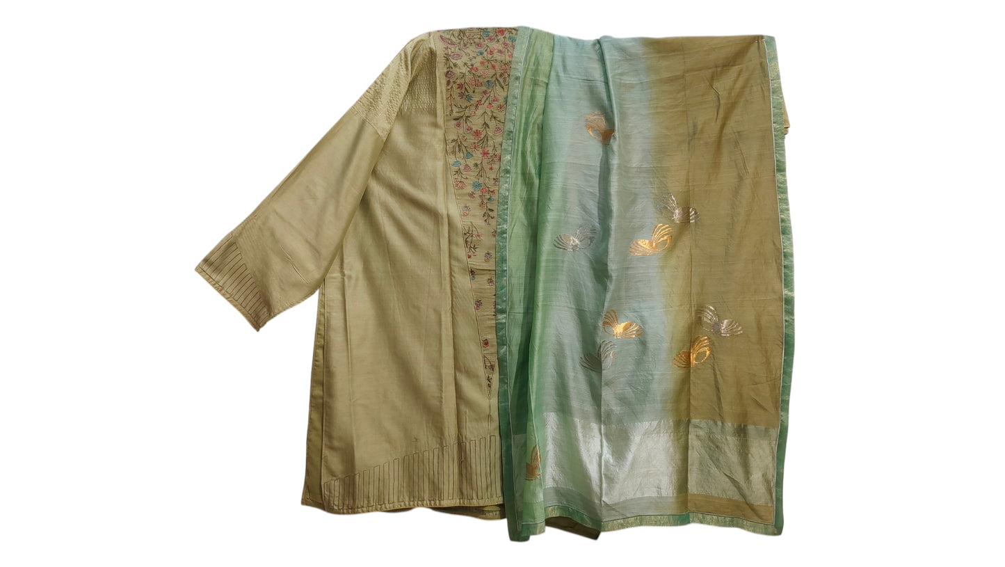 Semi Stitched Chanderi Formal Suitset