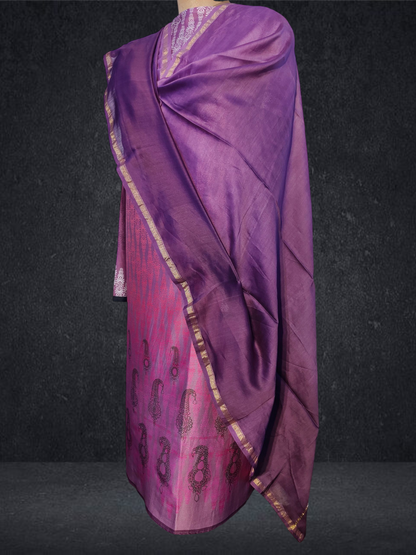 Semi Stitched Chanderi Casual Suitset