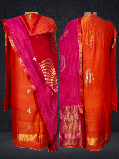 Semi Stitched Formal chanderi Suitset