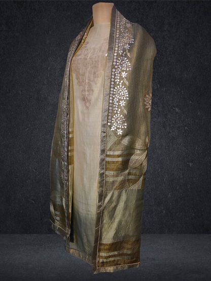 Semi Stitched Formal chanderi Suitset