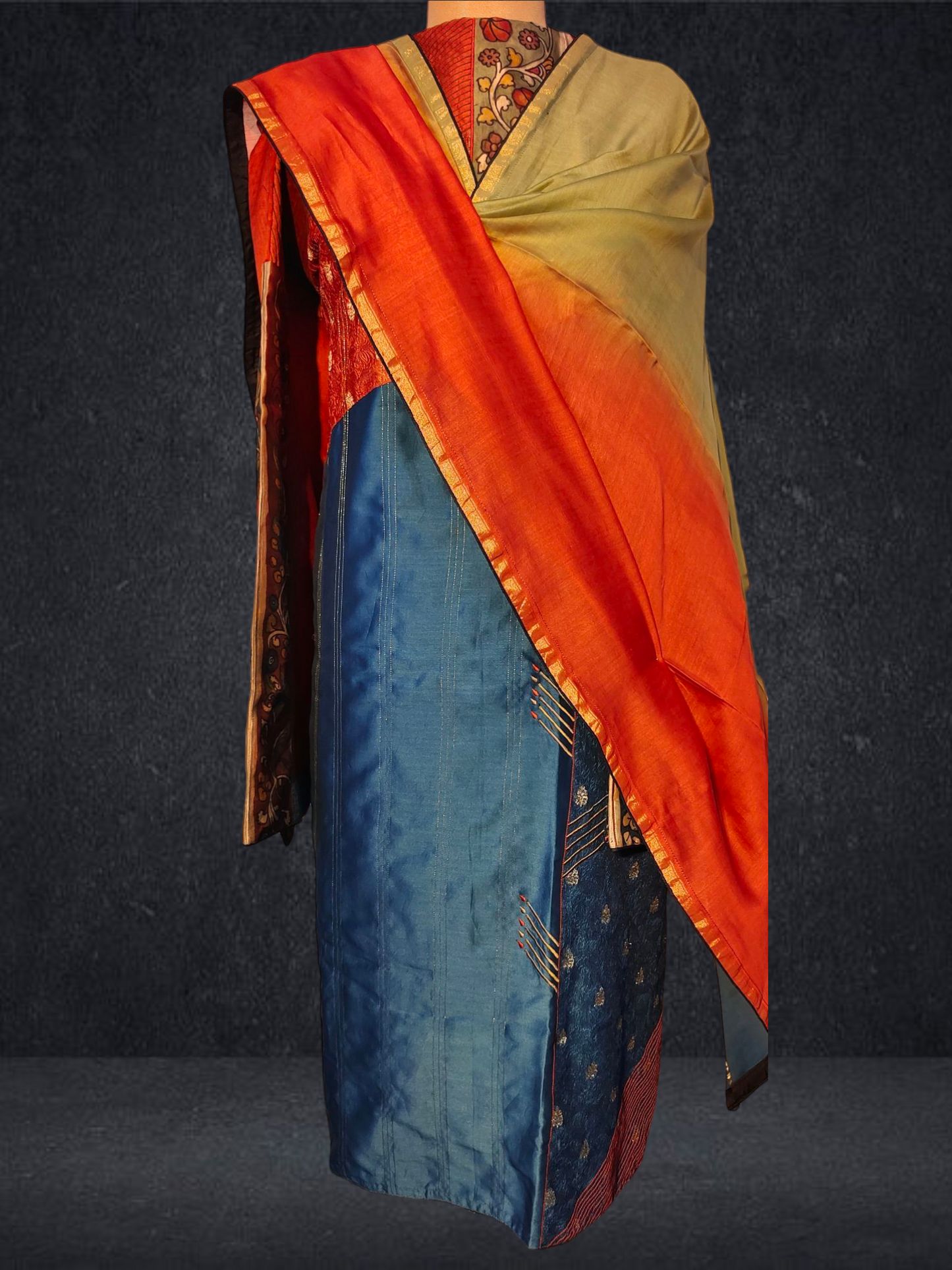 Semi Stitched Formal chanderi Suitset