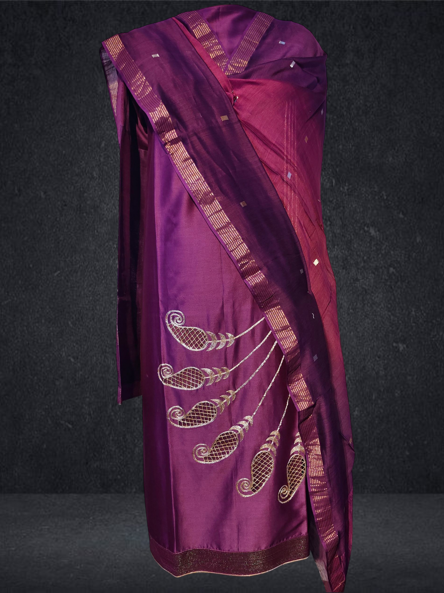 Semi Stitched Formal chanderi Suitset