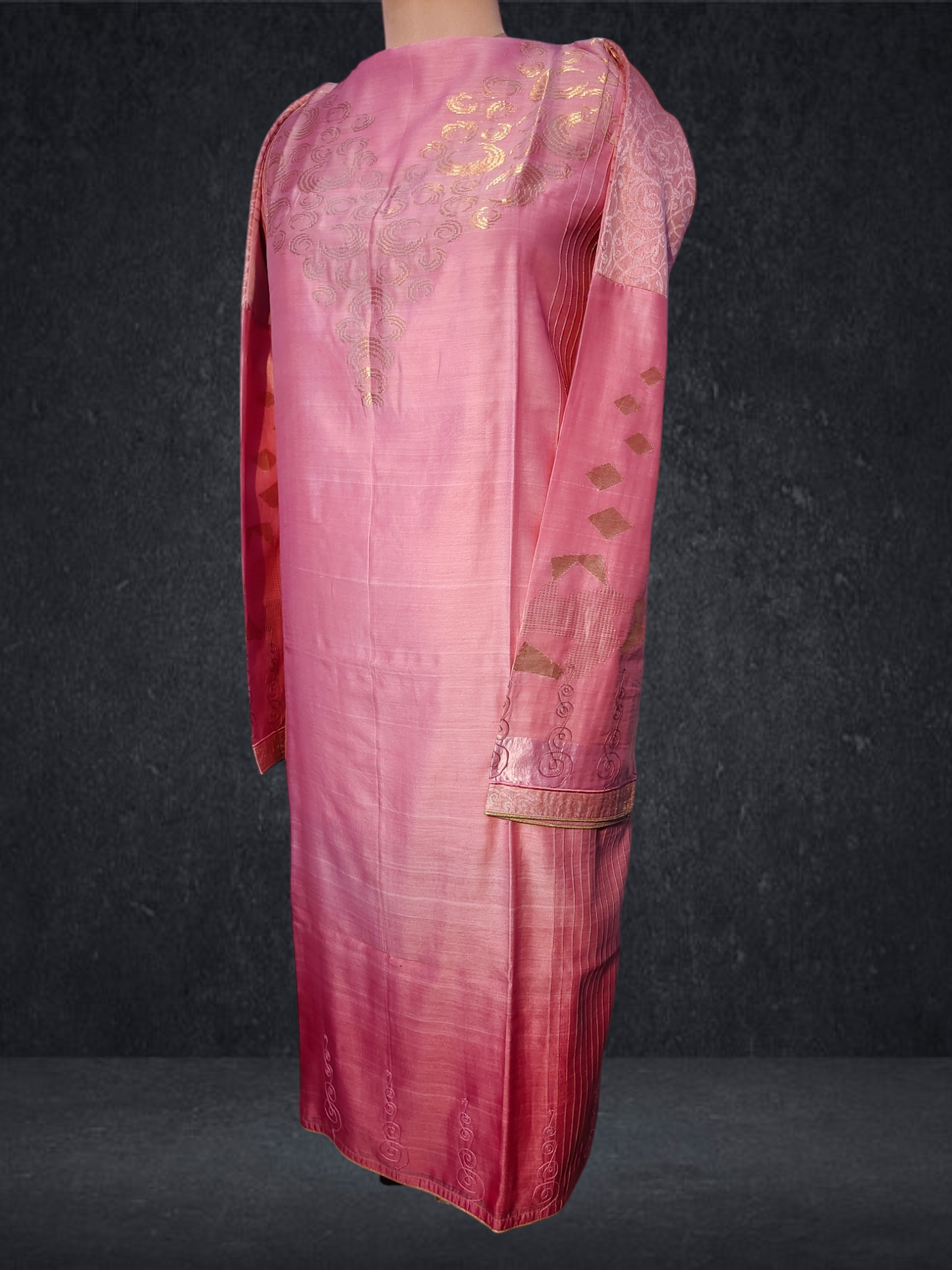 Semi Stitched Chanderi Formal Suitset