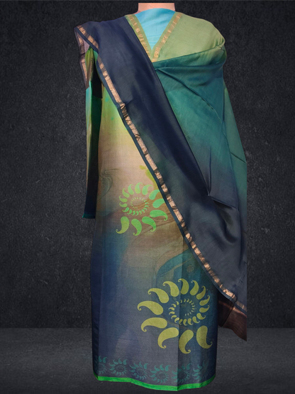 Semi Stitched Chanderi Casual Suitset