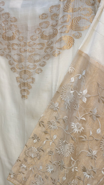 Semi Stitched Chanderi Formal Suitset