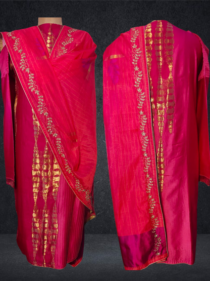 Semi Stitched Formal chanderi Suitset