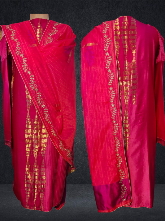 Semi Stitched Formal chanderi Suitset