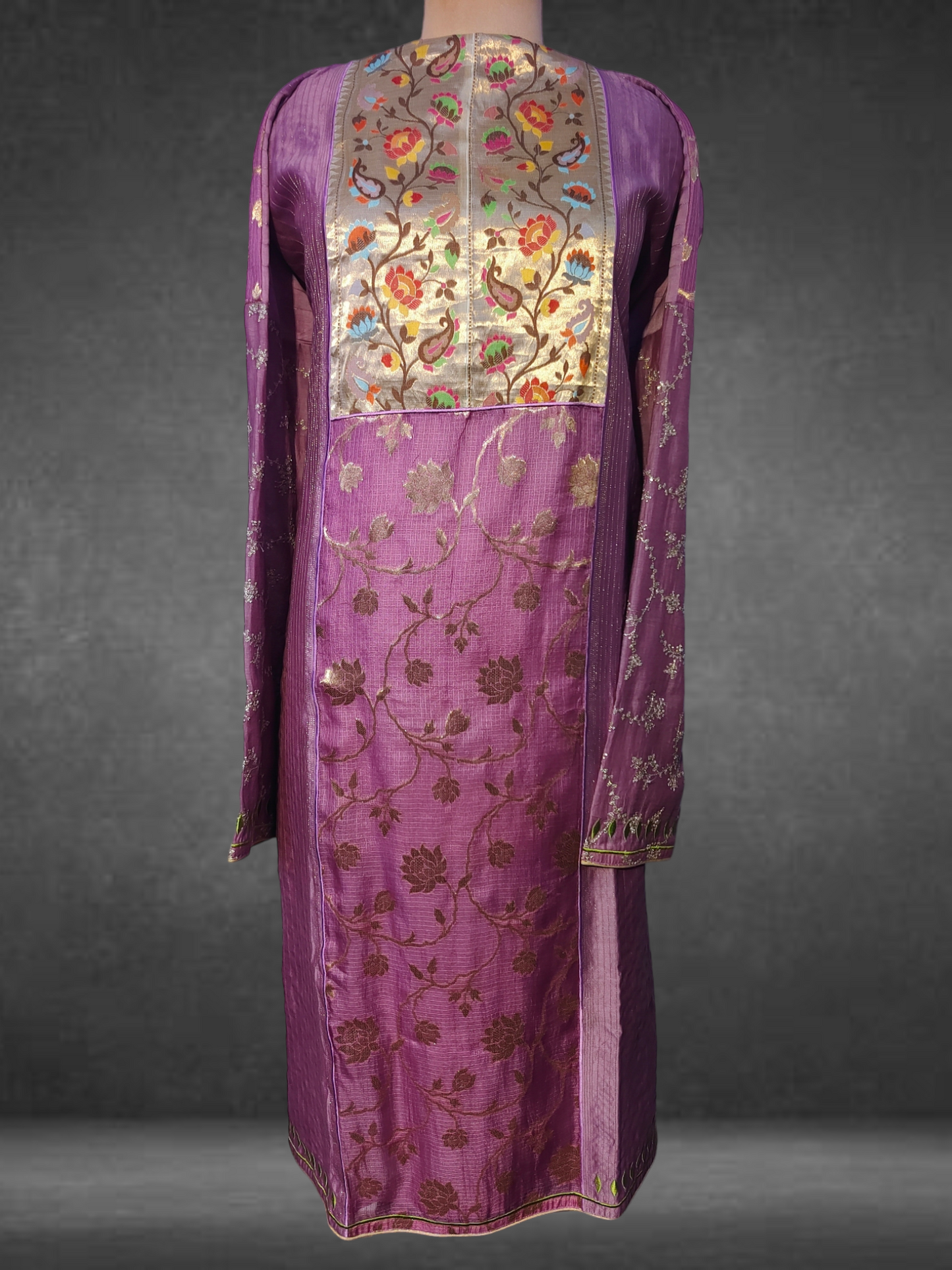 Semi Stitched Formal Chanderi kurta