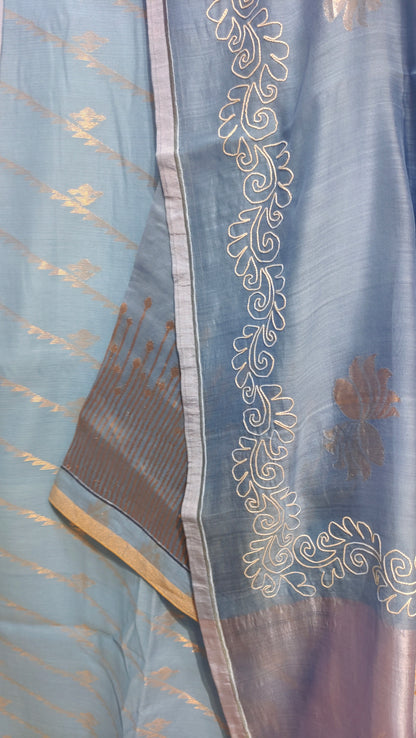 Semi Stitched Chanderi Formal Suitset