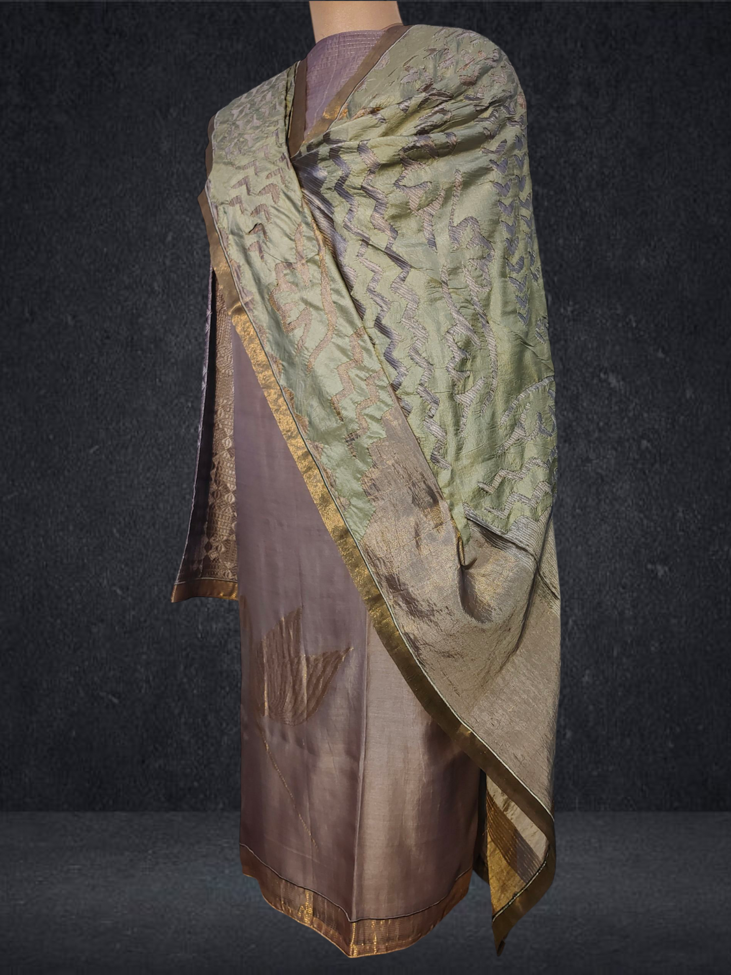 Semi Stitched Formal chanderi Suitset