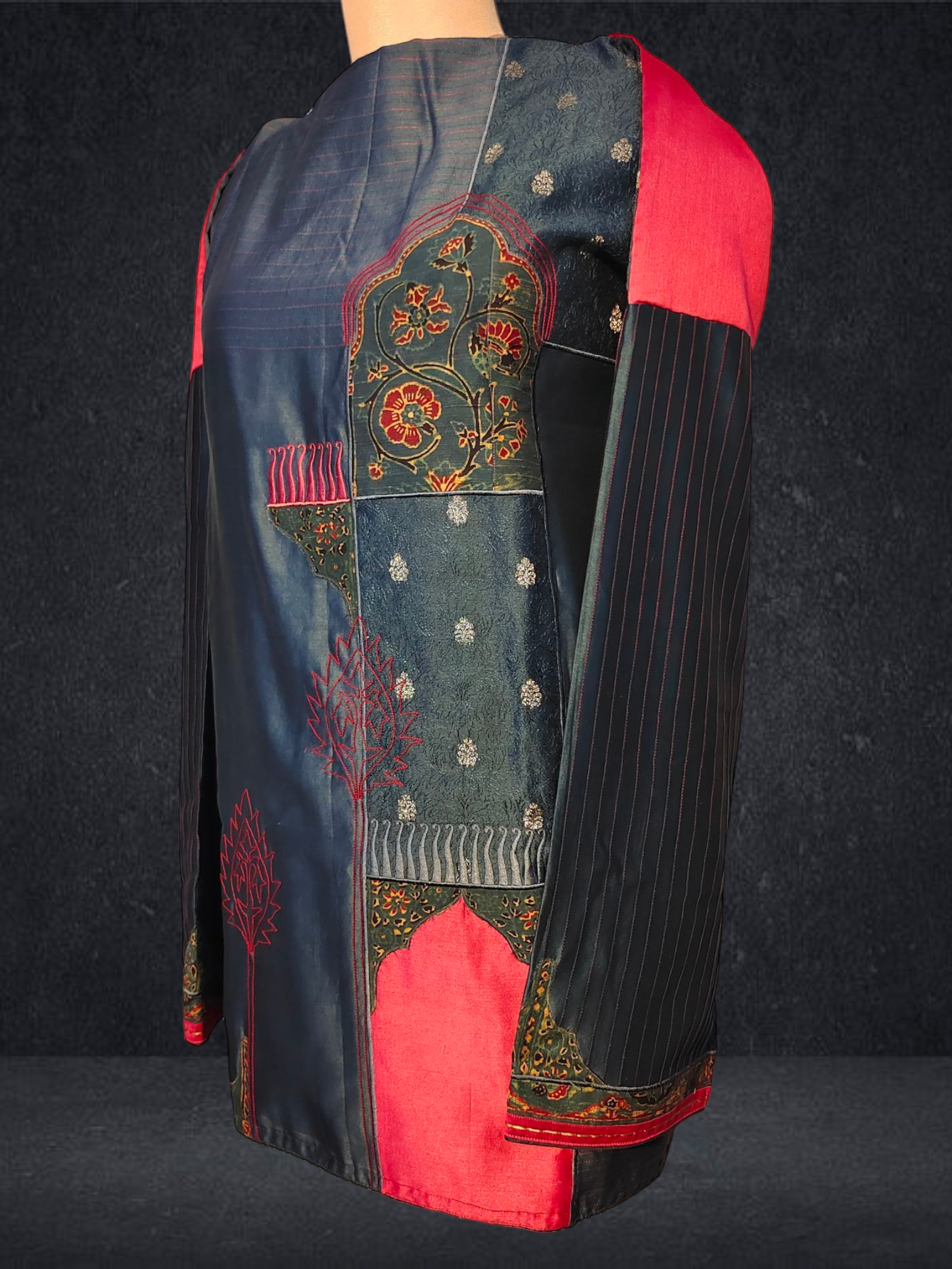 Semistitched Chanderi Ajrakh Short Tunic VISHAL KAPUR STUDIO