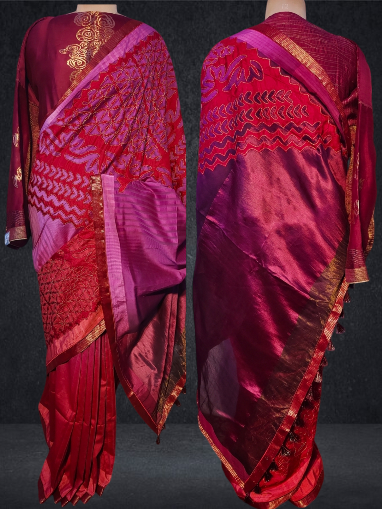 Formal Silk Katab Applique Saree