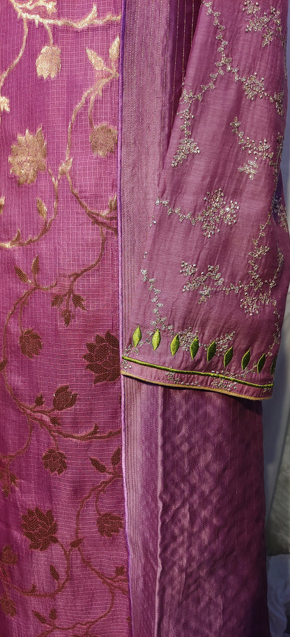 Semi Stitched Formal Chanderi kurta