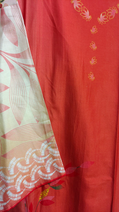 Semi Stitched Chanderi Casual Suitset