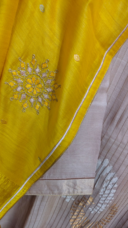 Semi Stitched Formal chanderi Suitset