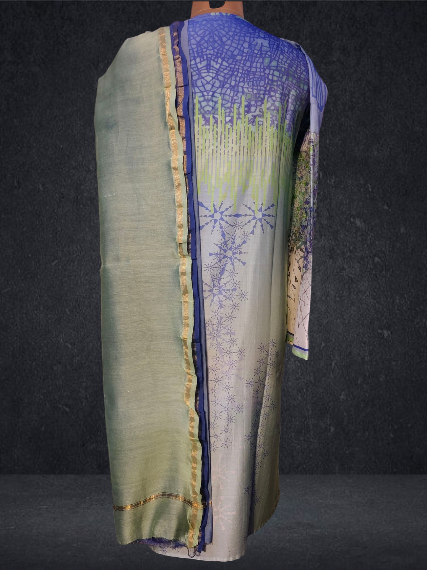 Semi Stitched Chanderi Casual Suitset