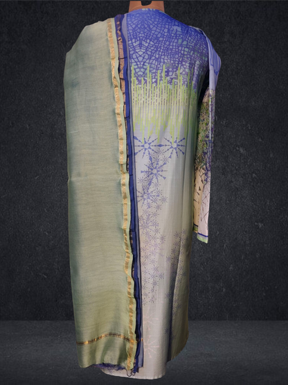 Semi Stitched Chanderi Casual Suitset
