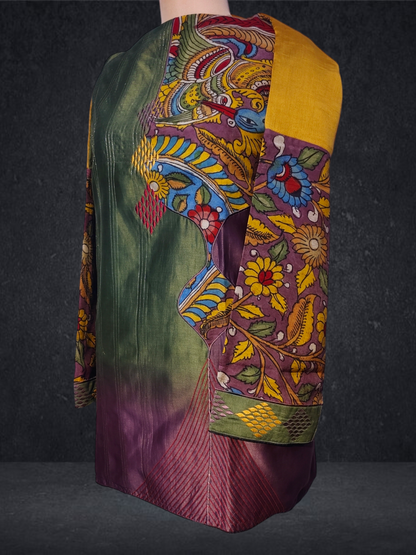 Semistitched Chanderi Kalamkari Short Tunic