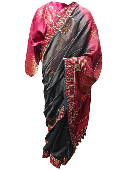 Formal Chanderi Zari Woven With Ajrakh Saree