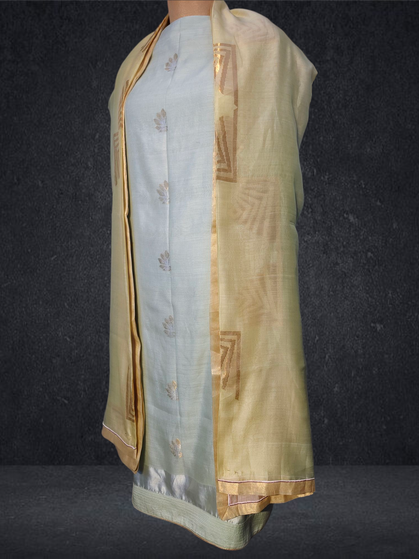 Semi Stitched Formal chanderi Suitset