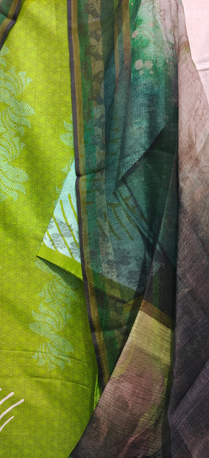 Semi Stitched Chanderi Casual Suitset