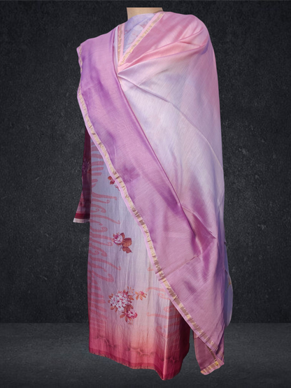 Semi Stitched Chanderi Casual Suitset