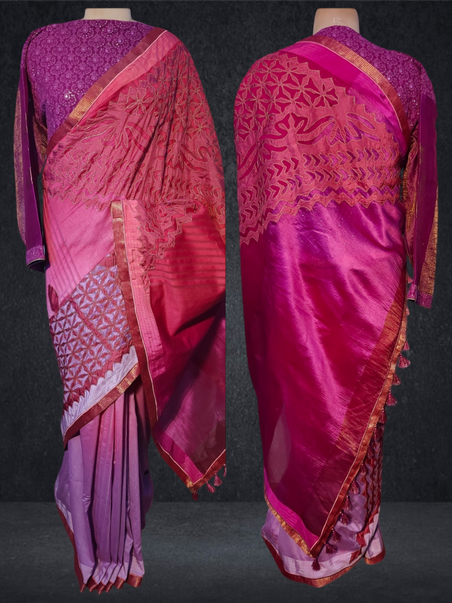 Formal Silk Katab Applique Saree