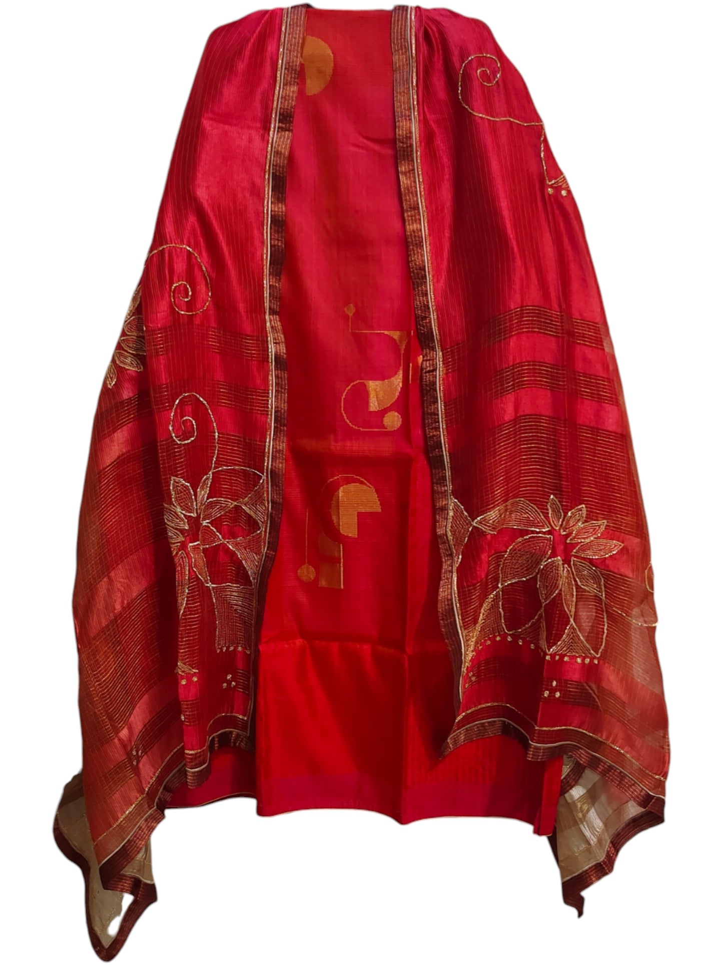 Semi Stitched Chanderi Formal Suitset