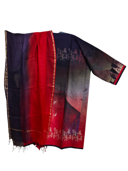 Semi Stitched Chanderi Casual suitset
