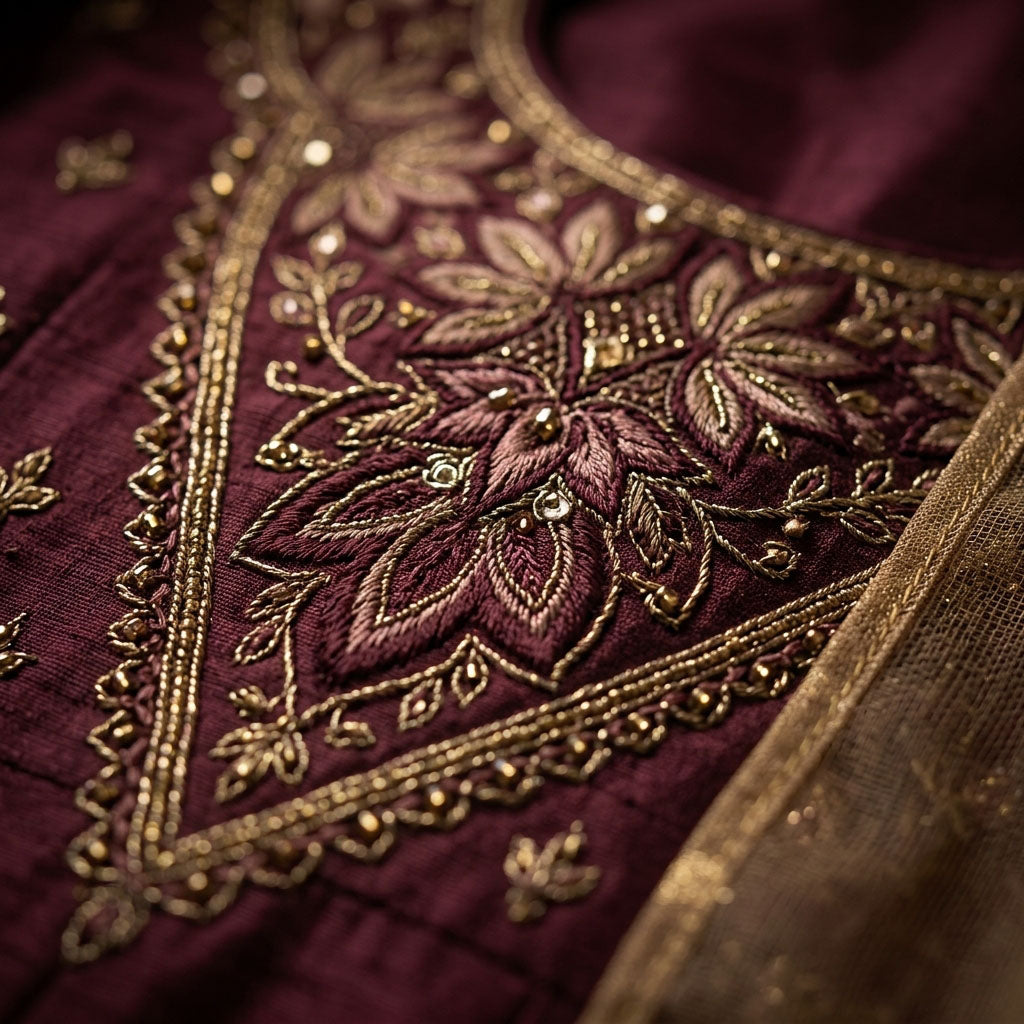 Customised Chanderi Embroidered set