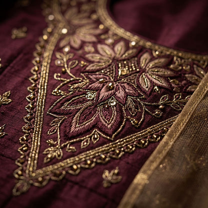 Customised Chanderi Embroidered set