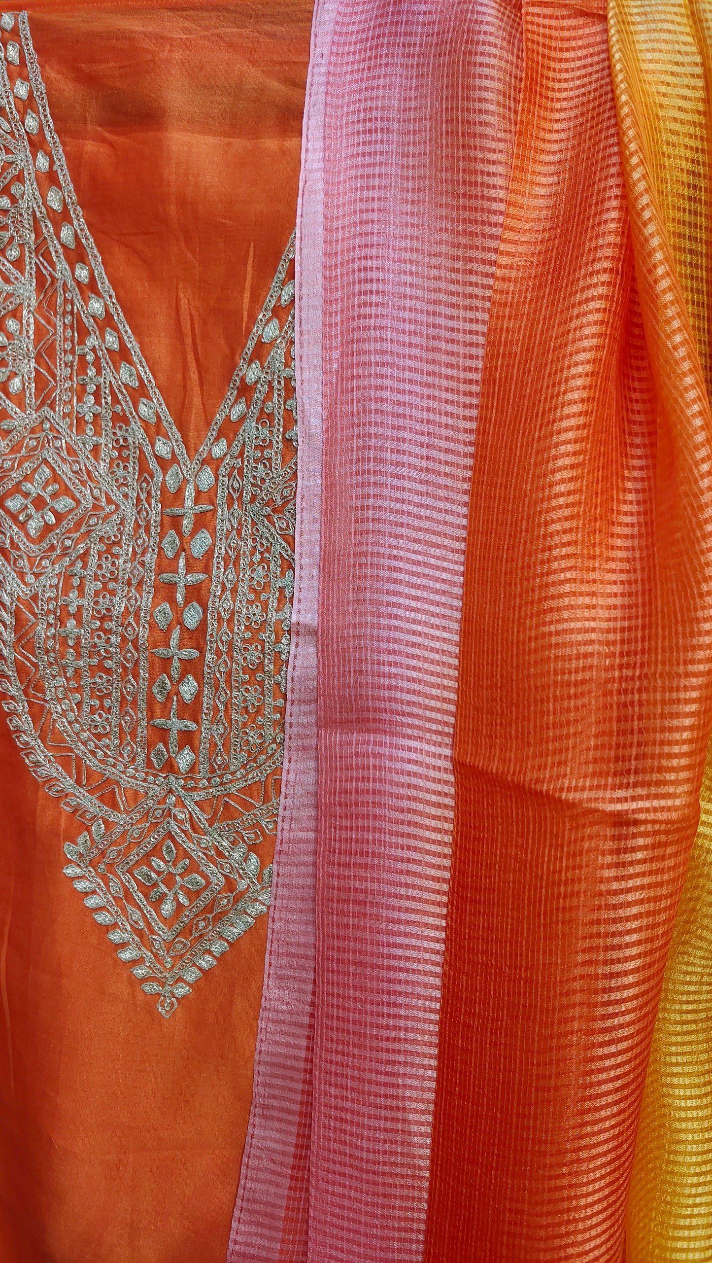 Semi Stitched formal Chanderi Suitset