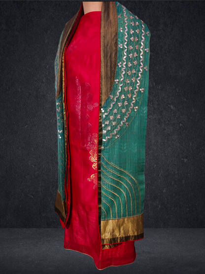 Semi Stitched Formal chanderi Suitset