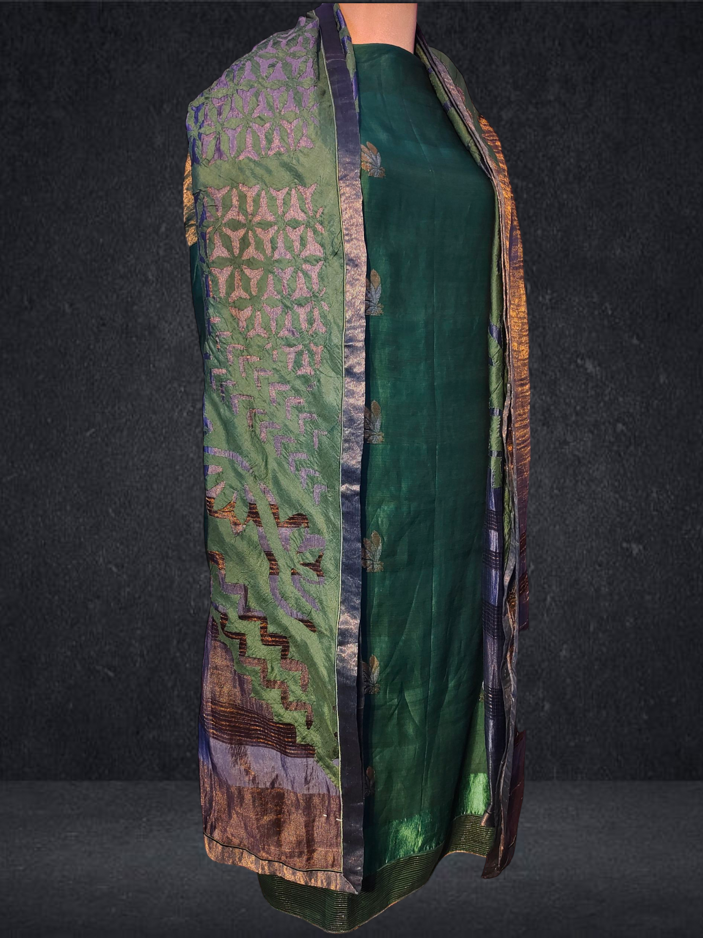 Semi Stitched Formal chanderi Suitset