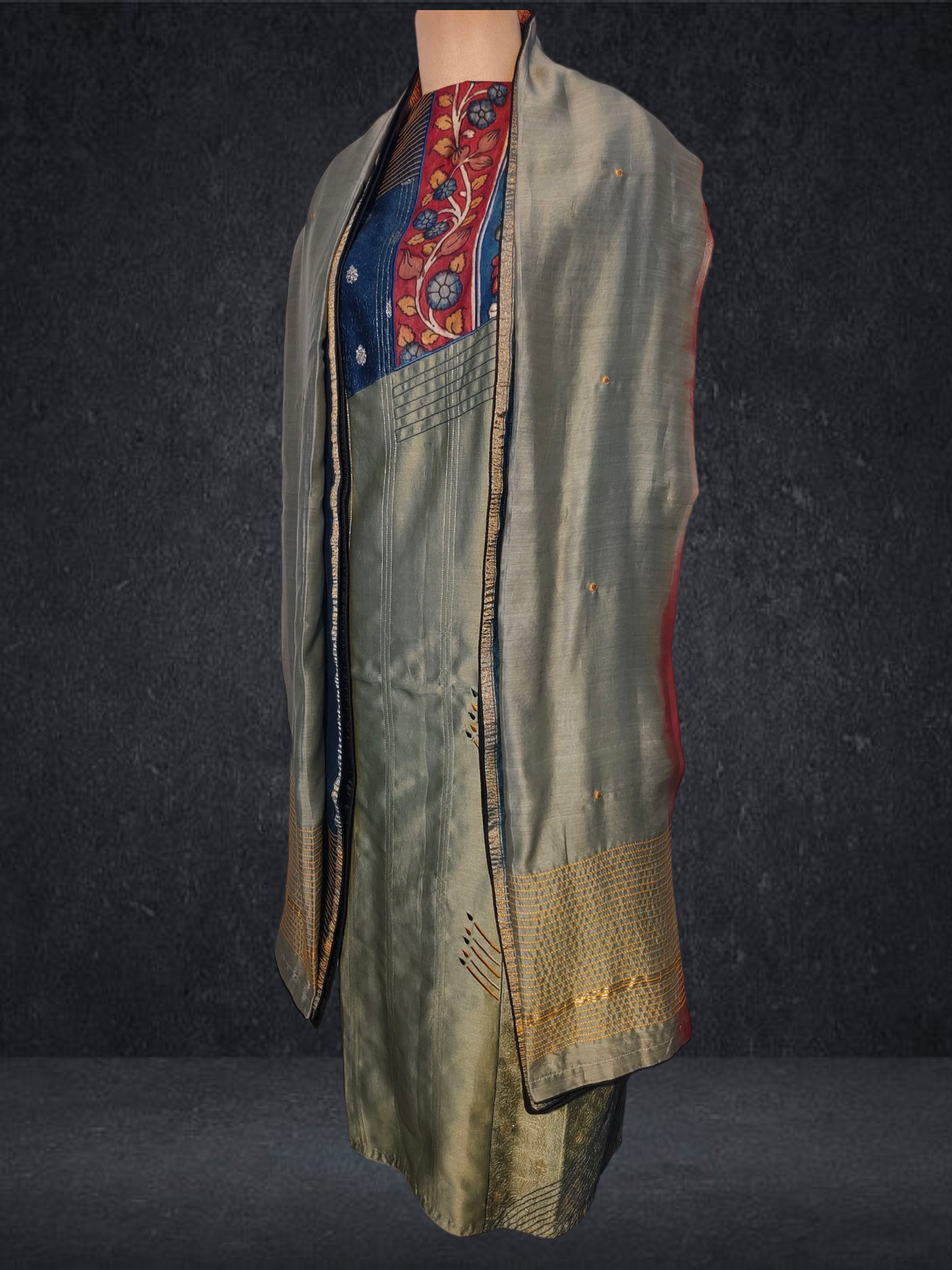 Semi Stitched Formal chanderi Suitset
