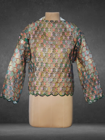 Formal Silk organza embroidered blouse Jacket