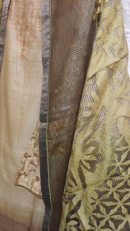 Semi Stitched Formal chanderi Suitset