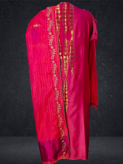 Semi Stitched Formal chanderi Suitset