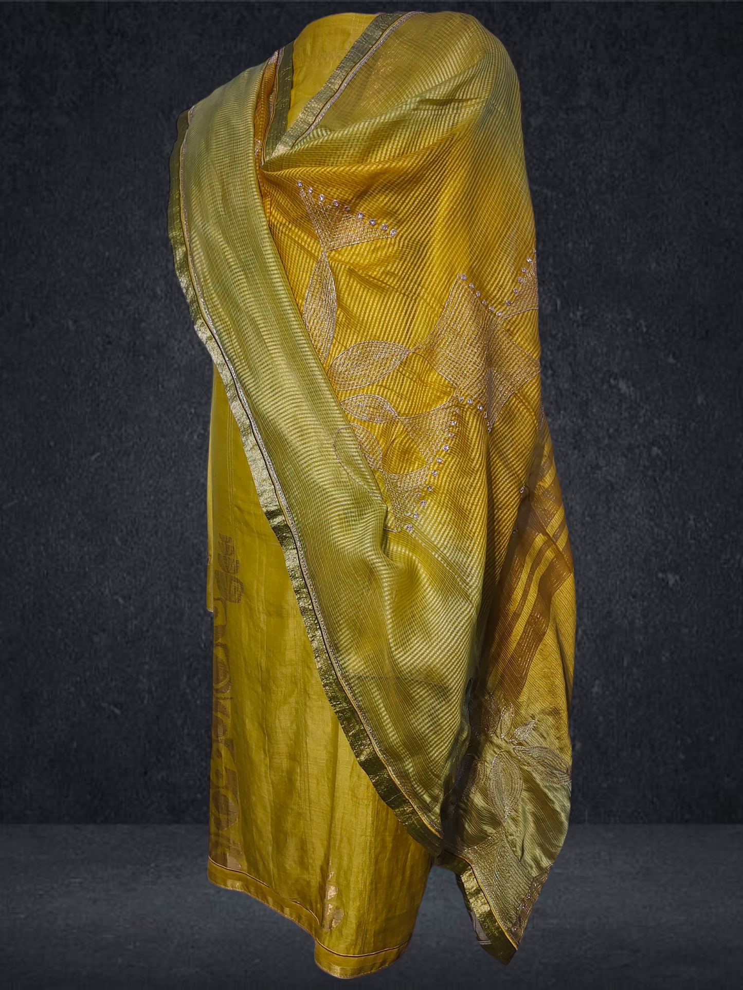 Semi Stitched Formal chanderi Suitset