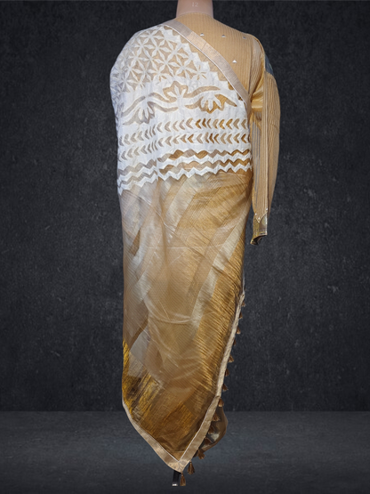 Formal Silk Katab Applique Saree