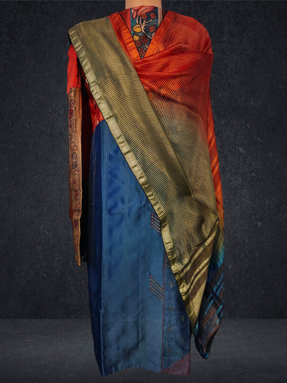 Semi Stitched Chanderi Formal Suitset