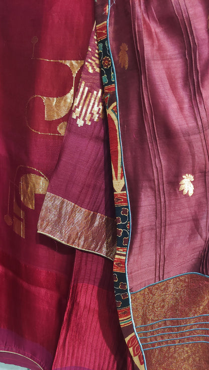 Semi Stitched Chanderi Formal Suitset