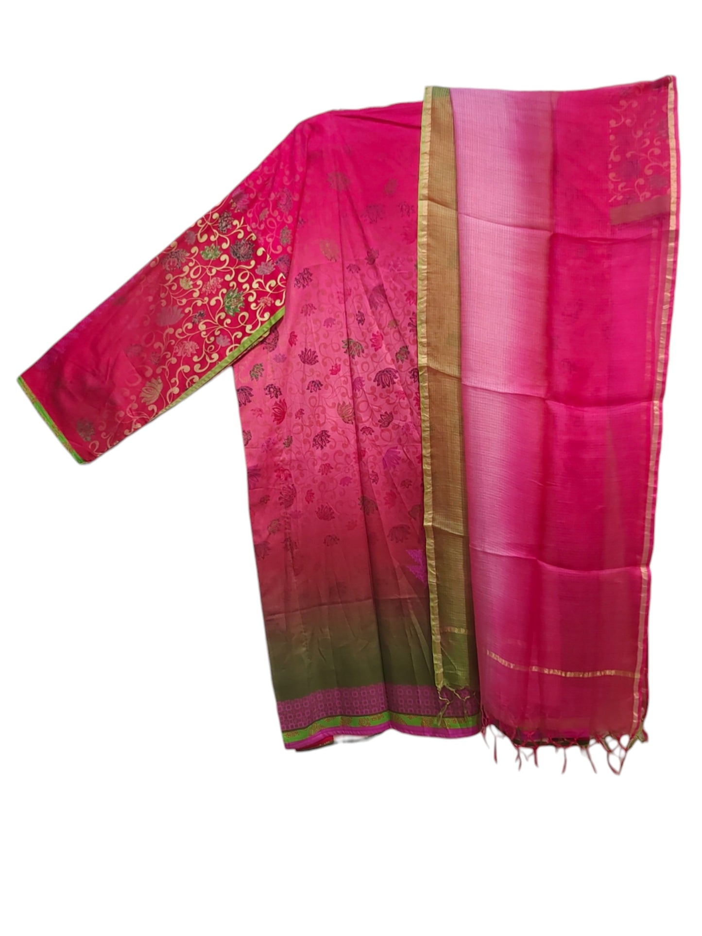 Semi Stitched Cotton Satin Casual Suitset
