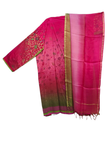 Semi Stitched Cotton Satin Casual Suitset