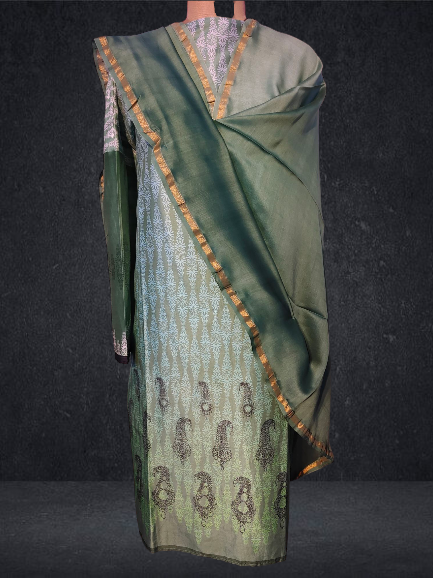 Semi Stitched Chanderi printed Kurta VISHAL KAPUR