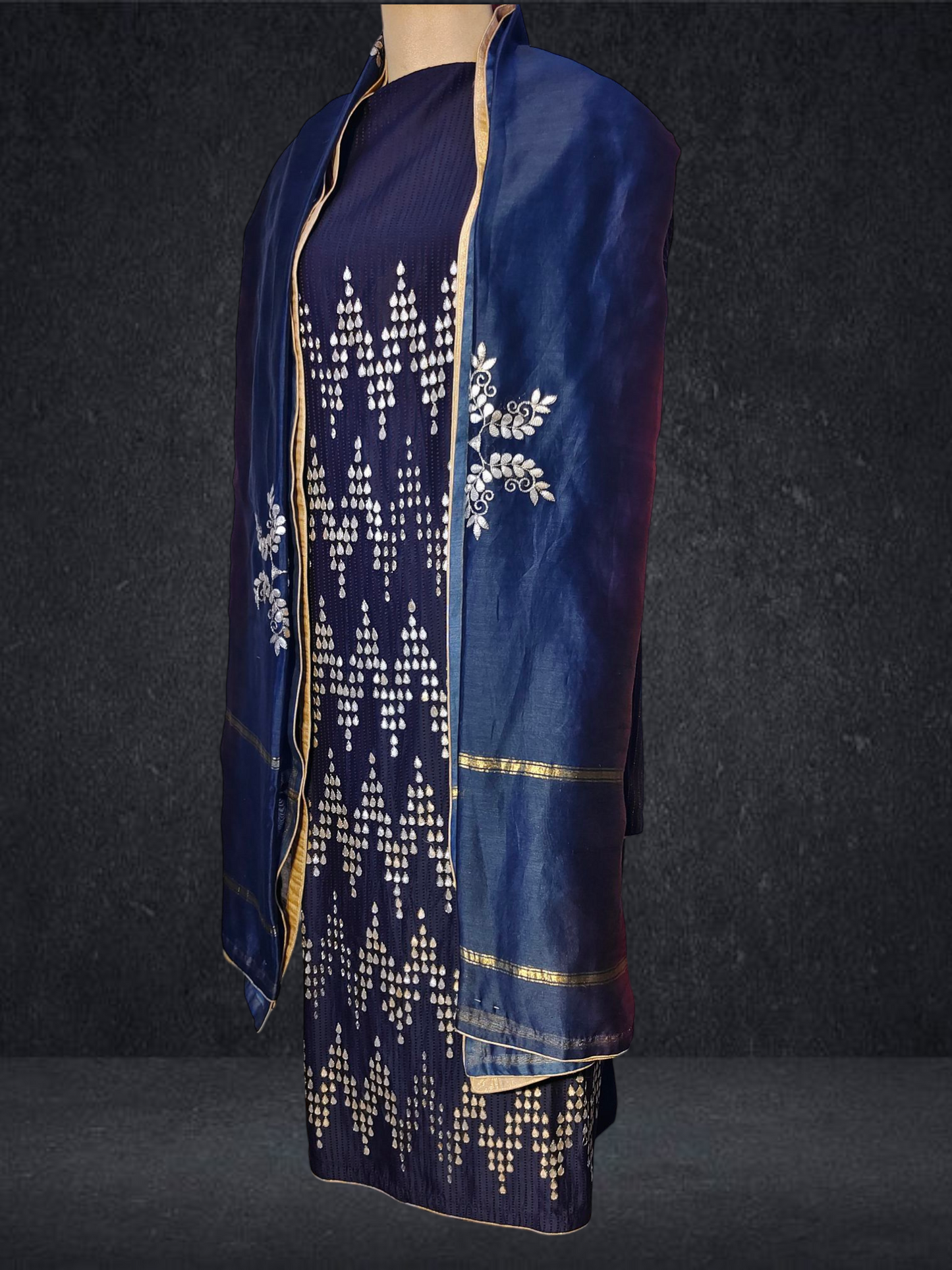 Semi Stitched Chanderi Formal Suitset