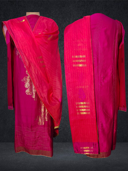 Semi Stitched Formal chanderi Suitset