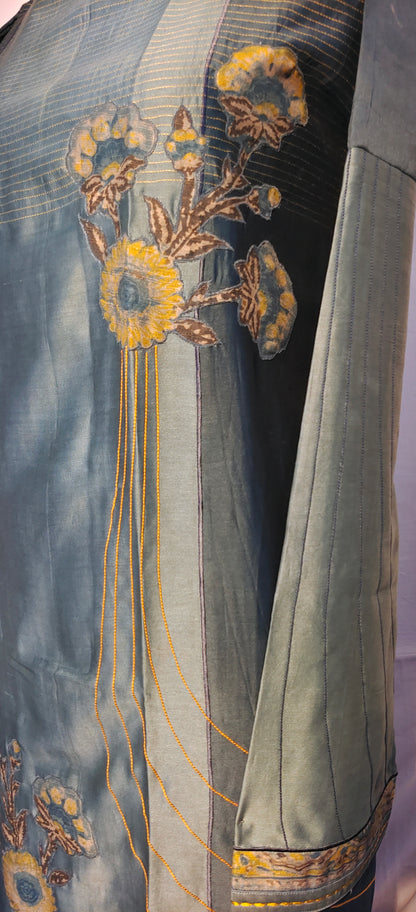 Semi Stitched Chanderi kurta