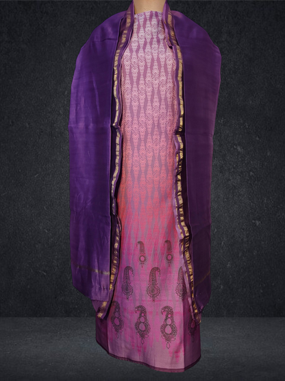 Semi Stitched Chanderi Casual Suitset